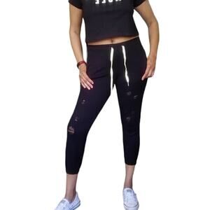 n:PHILANTHROPY Derby Jogger distressed cropped sweatpants in black cat Sz XS NEW